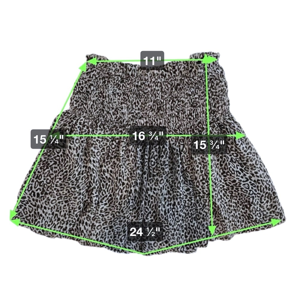 ee:some Womens‎ Gray Leopard Smocked Waist Mini Skirt Size Small Animal Print - Picture 3 of 5